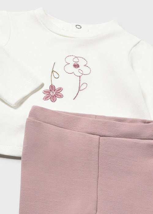 Newborn Girl Floral Embroidered Leggings Set