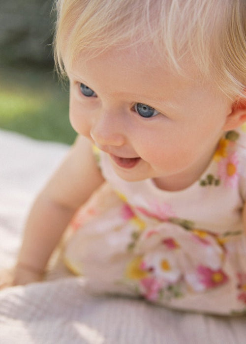 Newborn Girl Floral Linen Dress