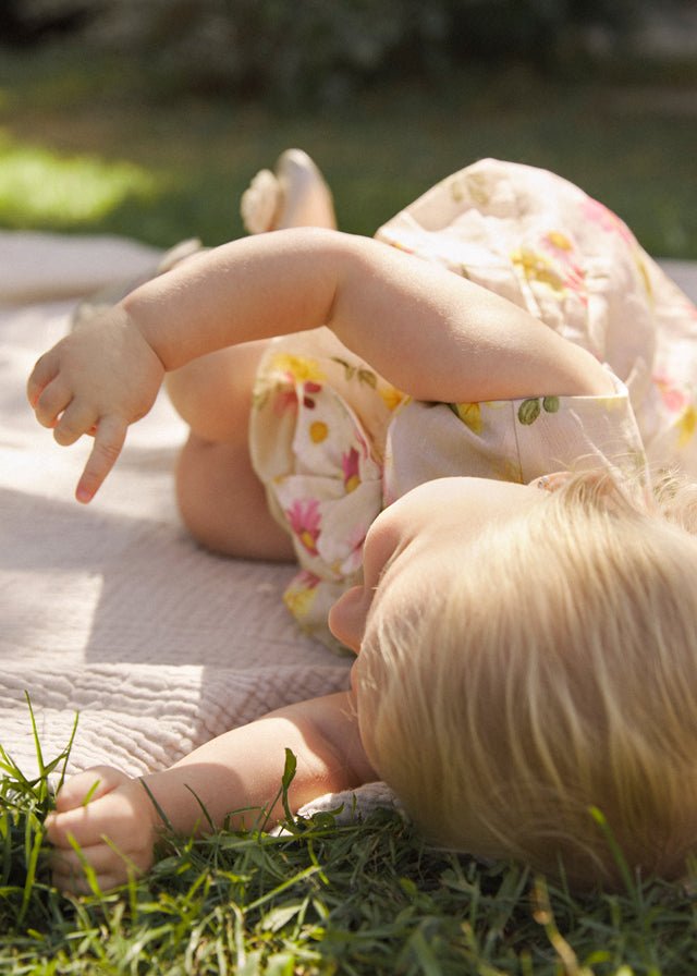 Newborn Girl Floral Linen Dress