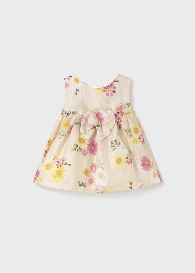 Newborn Girl Floral Linen Dress