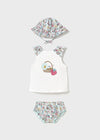 Newborn Girl Floral Swimwear Set with Hat