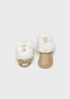 Newborn Girl Gold Glitter Faux Fur Boots