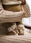 Newborn Girl Gold Glitter Faux Fur Boots
