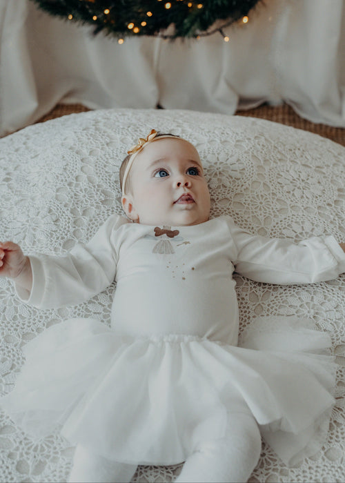 Newborn Girl Ivory Fairy Tutu Bodysuit Set