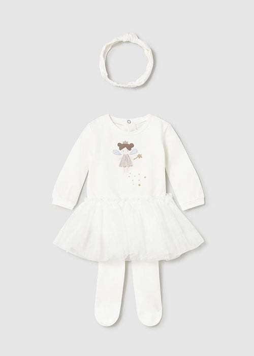 Newborn Girl Ivory Fairy Tutu Bodysuit Set