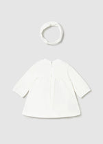 Newborn Girl Ivory Faux Fur Dress Set