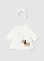 Newborn Girl Ivory Faux Fur Dress Set