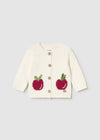 Newborn Girl Knit Cardigan With Apple Motif