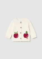 Newborn Girl Knit Cardigan With Apple Motif