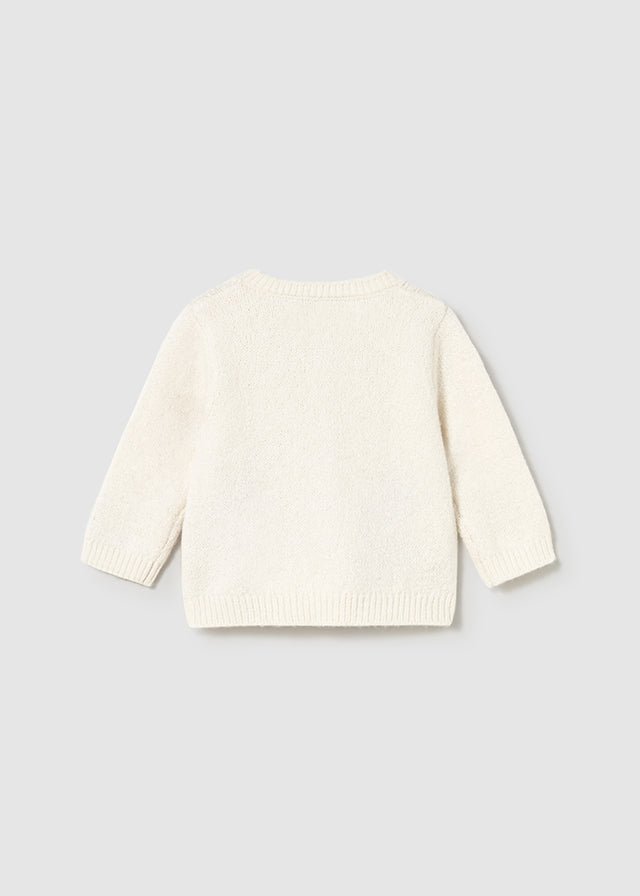 Newborn Girl Knit Cardigan With Apple Motif