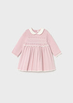 Newborn Girl Knit Dress with Scalloped Trim
