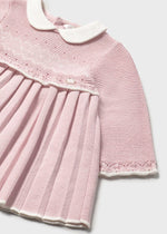 Newborn Girl Knit Dress with Scalloped Trim