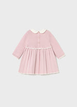 Newborn Girl Knit Dress with Scalloped Trim