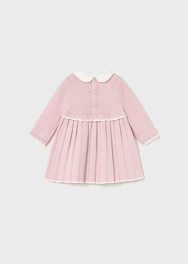 Newborn Girl Knit Dress with Scalloped Trim
