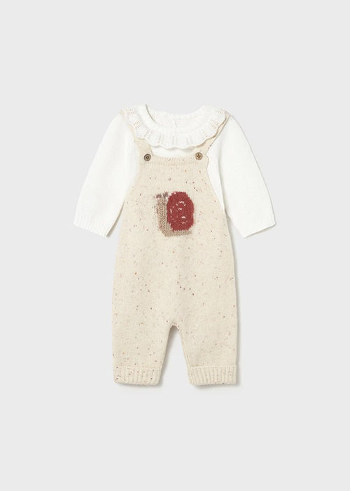 Newborn Girl Knit Dungarees Set with Sweater