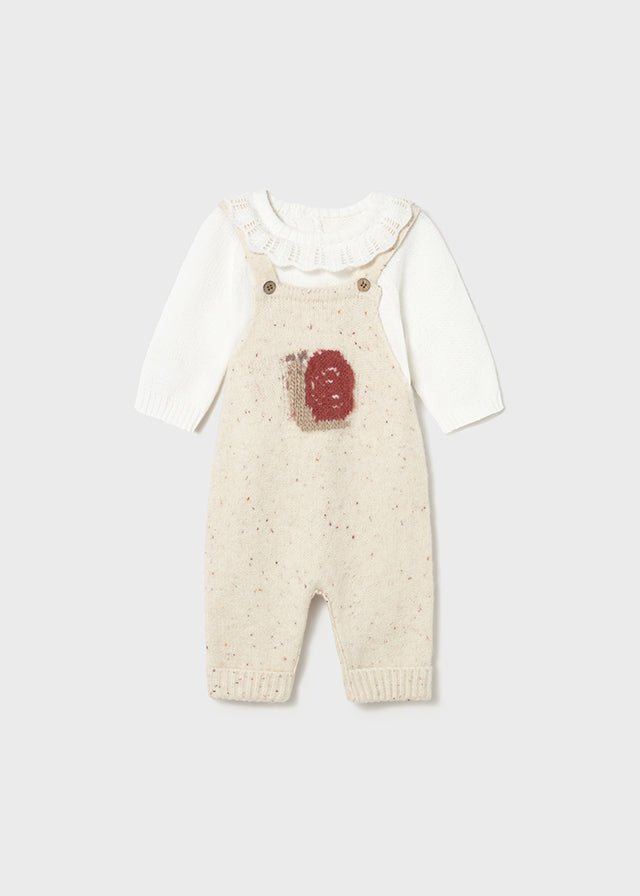 Newborn Girl Knit Dungarees Set with Sweater