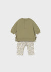 Newborn Girl Olive and Leaf Print Leggings Sets