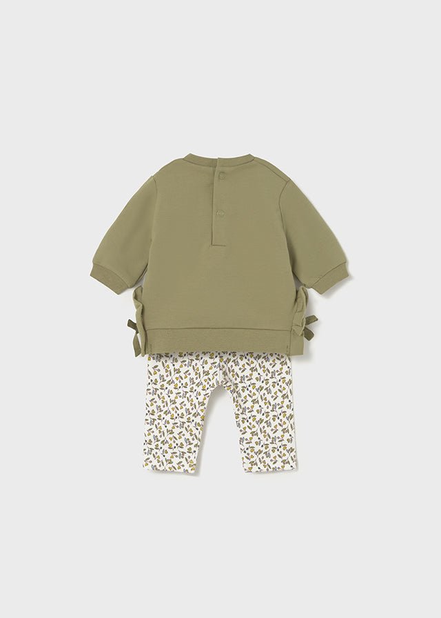 Newborn Girl Olive and Leaf Print Leggings Sets