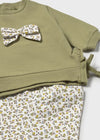 Newborn Girl Olive and Leaf Print Leggings Sets