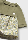 Newborn Girl Olive Knit & Floral Dress