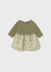 Newborn Girl Olive Knit & Floral Dress