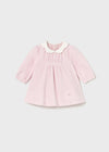 Newborn Girl Pale Pink Velour Dress with Collar