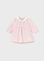 Newborn Girl Pale Pink Velour Dress with Collar