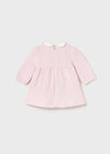 Newborn Girl Pale Pink Velour Dress with Collar