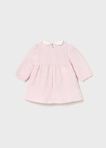 Newborn Girl Pale Pink Velour Dress with Collar