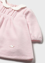Newborn Girl Pale Pink Velour Dress with Collar