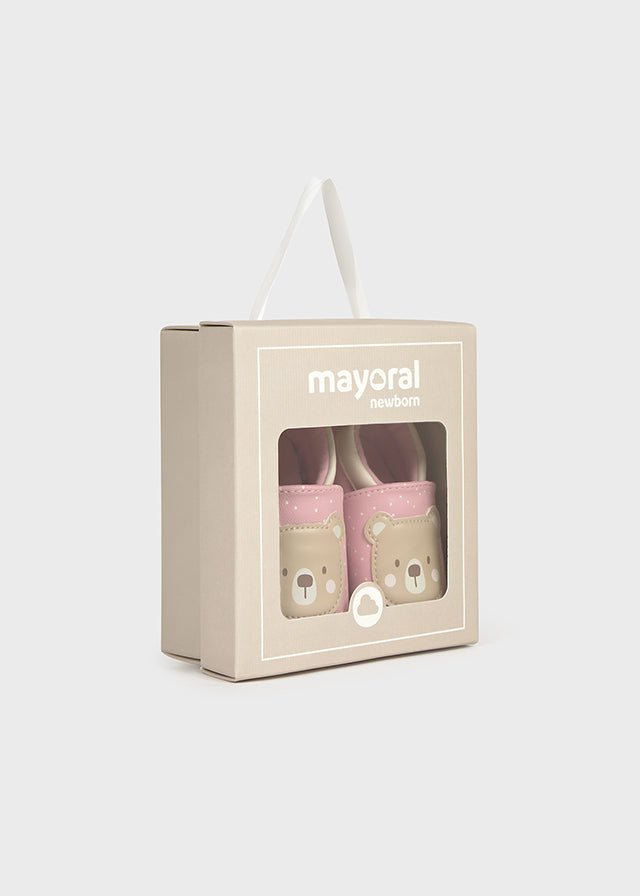 Newborn Girl Pink Bear Booties