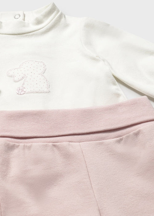Newborn Girl Pink Bunny Tracksuit Set – 3 Pieces