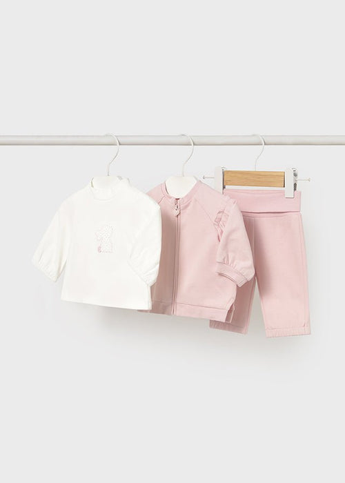 Newborn Girl Pink Bunny Tracksuit Set – 3 Pieces