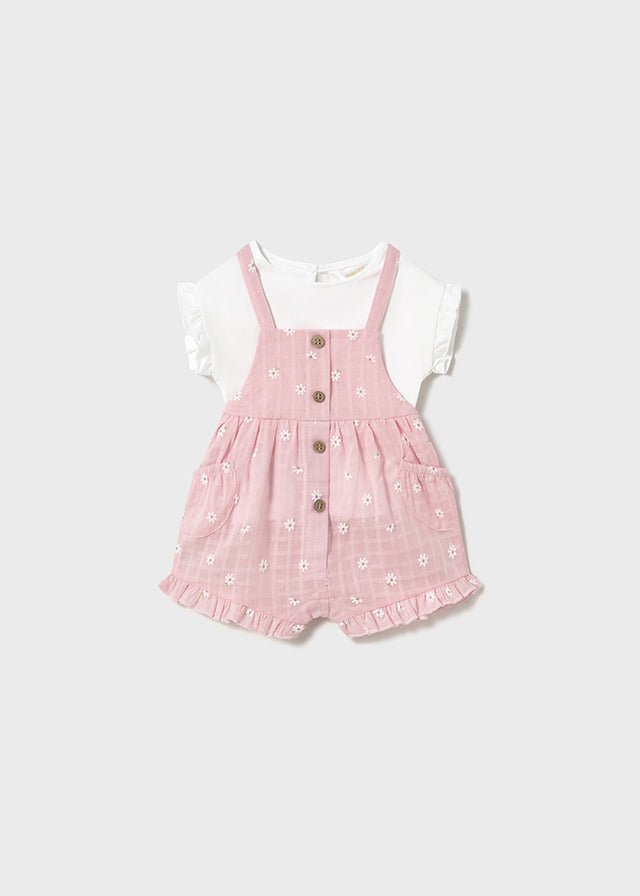 Newborn Girl Pink Dungaree Set