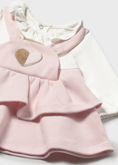 Newborn Girl Pink Dungaree Skirt Dress