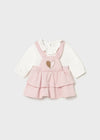 Newborn Girl Pink Dungaree Skirt Dress