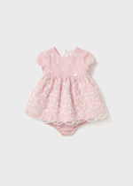 Newborn Girl Pink Embroidered Dress