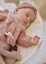 Newborn Girl Pink Faux Fur Dress & Headband Set