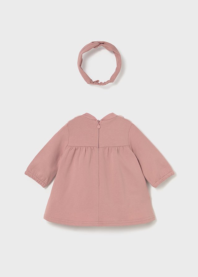 Newborn Girl Pink Faux Fur Dress & Headband Set