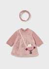 Newborn Girl Pink Faux Fur Dress & Headband Set