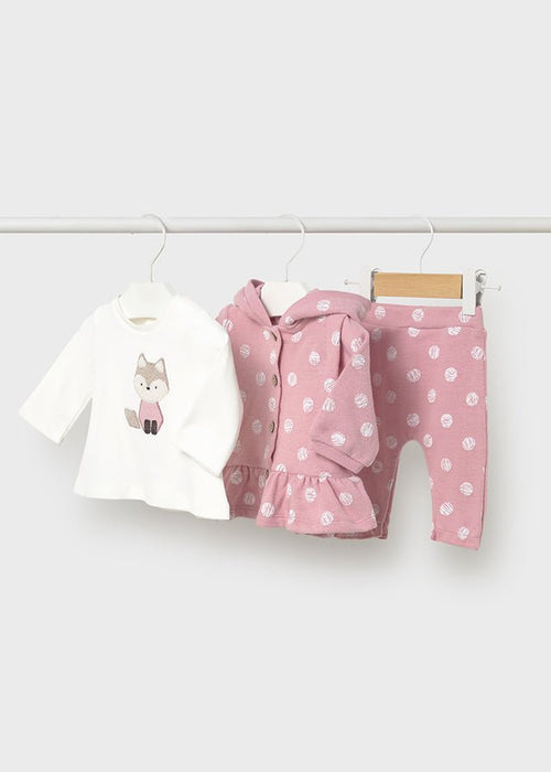 Newborn Girl Pink Fox 3 - Piece Tracksuit