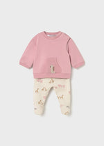 Newborn Girl Pink Giraffe 2 - Piece Footie Set