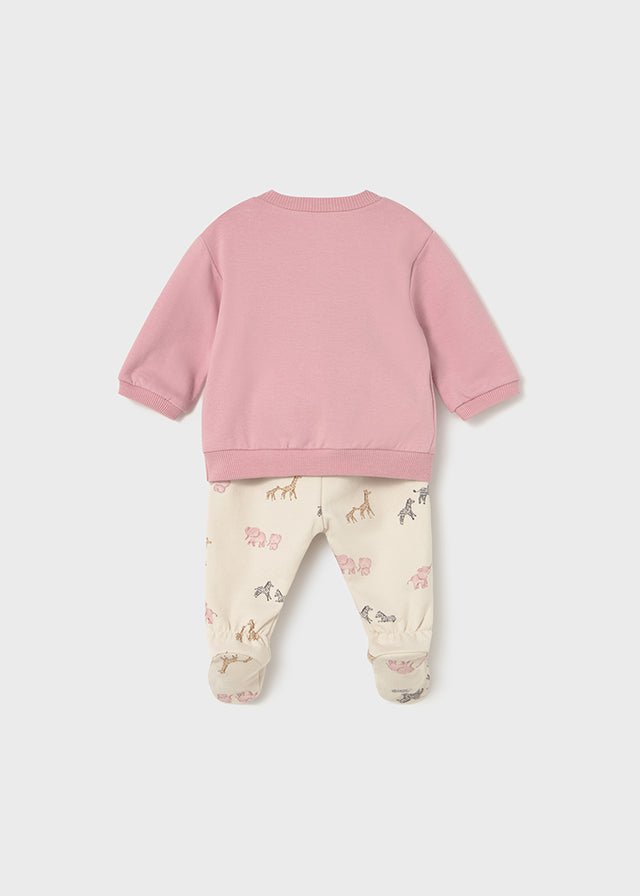 Newborn Girl Pink Giraffe 2 - Piece Footie Set