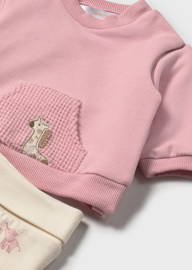 Newborn Girl Pink Giraffe 2 - Piece Footie Set