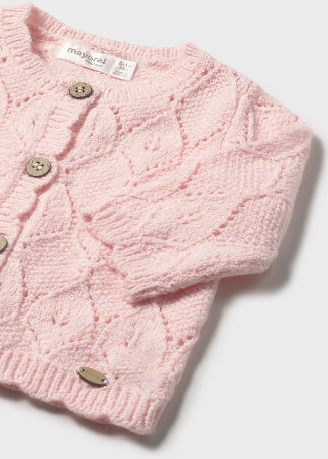 Newborn Girl Pink Knit Cardigan