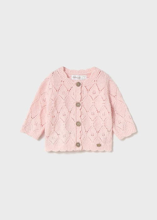 Newborn Girl Pink Knit Cardigan
