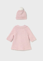 Newborn Girl Pink Knit Coat & Hat