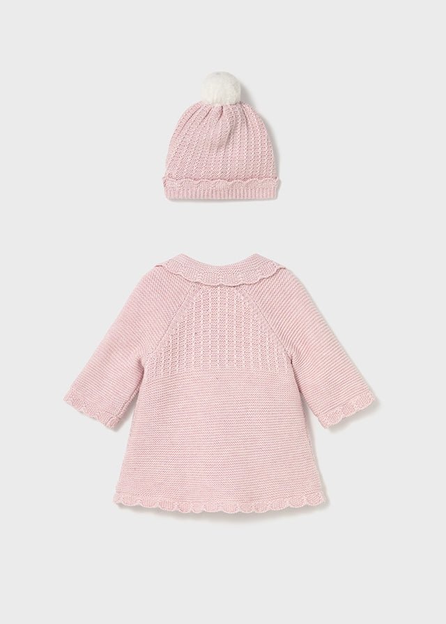 Newborn Girl Pink Knit Coat & Hat