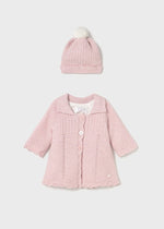 Newborn Girl Pink Knit Coat & Hat