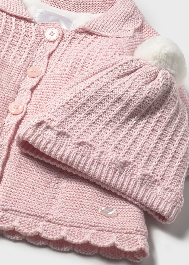 Newborn Girl Pink Knit Coat & Hat